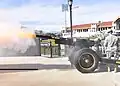 Soldiers of the 169th Field Artillery Brigade, Colorado Army National Guard, fire a M1897 ceremonial gun