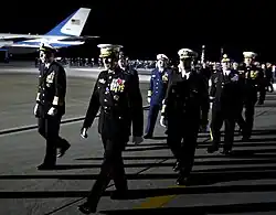 Members of the Joint Chiefs of Staff at Andrews Air Force Base during a funeral service ceremony for the late President Gerald Ford on December 26, 2006.