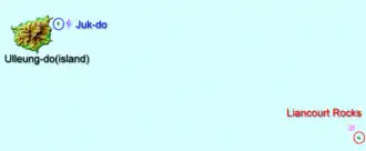 Positions of Uleungdo, Jukdo and Liancourt Rocks