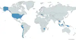 Map with users of the Ultimax 100 in blue