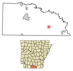 Location of Strong in Union County, Arkansas.
