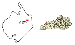 Location of Waverly in Union County, Kentucky.