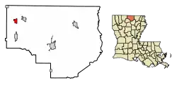 Location of Lillie in Union Parish, Louisiana.