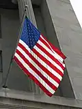 The flag on the Robert F. Kennedy Department of Justice Building.