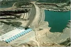A labyrinth spillway entrance (bottom) at the Ute Dam in New Mexico