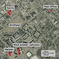 Building locations depicted in red.