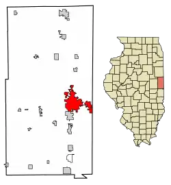 Location of Danville in Vermilion County, Illinois.