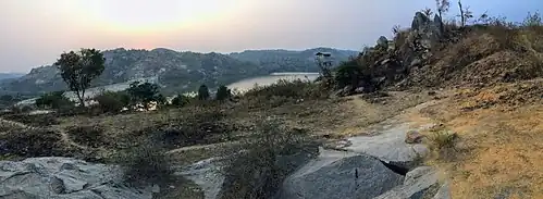 View of Manchanabele dam reservoir from the nearby hills