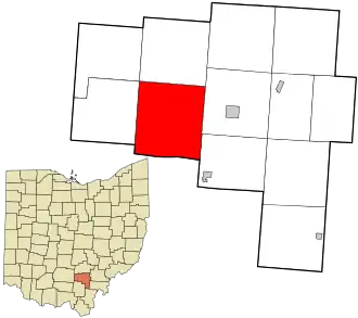 Location in Vinton County and the state of Ohio.