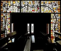 Interior of Stained glass in Parish of Saint Joseph (1993), color glass and concrete, Ripoll.