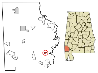 Location of McIntosh in Washington County, Alabama.