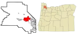 Location of Hillsboro in the state of Oregon