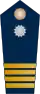 Blue epaulette with a silver button and 4 small golden stripes