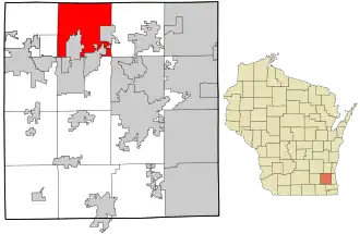 Location in Waukesha County and the state of Wisconsin.