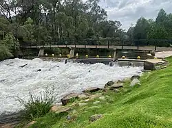 A weir on the river in Bright