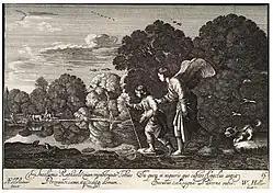 Wenceslaus Hollar, Tobias and the Angel, copying a painting by Adam Elsheimer