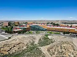 Drone shot of the backside of Western Wyoming Community College campus including housing.