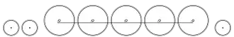Diagram of two small leading wheels, five large driving wheels all joined by a coupling rod, and one small trailing wheel