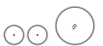 Diagram of two small leading wheels and a single large driving wheel