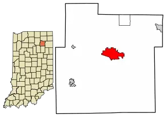 Location of Columbia City in Whitley County, Indiana.