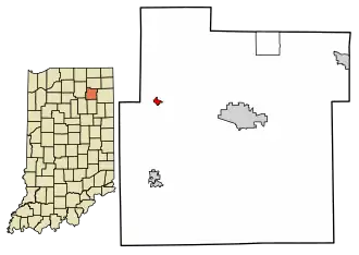 Location of Larwill in Whitley County, Indiana.