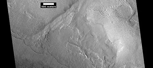 Close-up of lobate debris apron (LDA), as seen by HiRISE under HiWish program