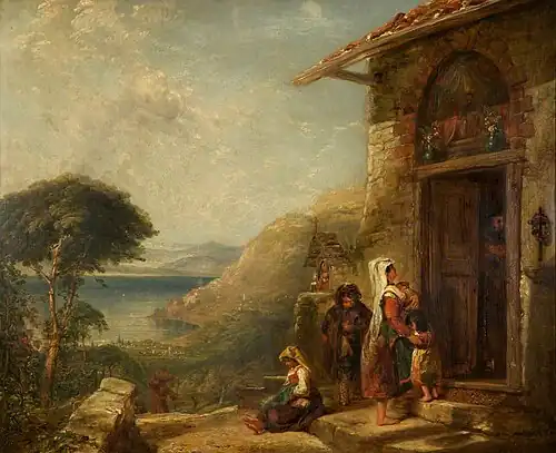 Poor Travellers at the Door of a Capuchin Convent near Vico, Bay of Naples by William Collins