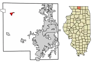 Location of Durand in Winnebago County, Illinois.