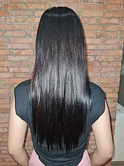 An Indonesian woman with waist-length hair