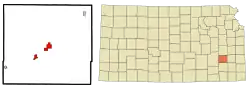 Location within Woodson County and Kansas