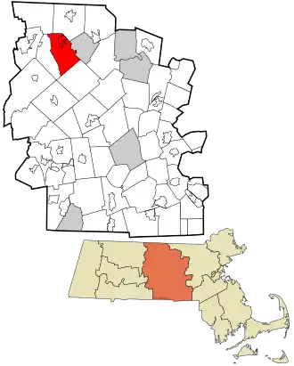 Location in Worcester County and Massachusetts.