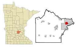 Location of the city of Albertville within Wright County, Minnesota