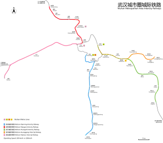 Map of Wuhan Metropolitan Area intercity railways
