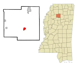 Location of Coffeeville, Mississippi