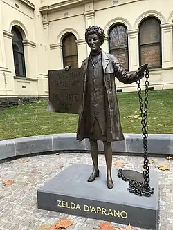 photo of bronze statue in front of a building