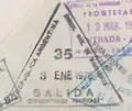 Old country exit stamp from 1975.