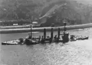 Iwate, sunk in shallow waters in Kure, October 1945