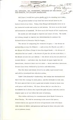 Manuscript of the speech in the National Archives and Records Administration